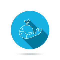 Whale icon. Largest mammal animal sign.