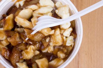 Poutine canadian fastfood meal with french fries
