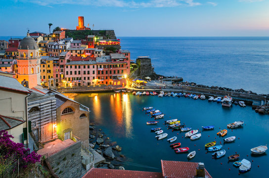Vernazza, Cinque Terre (Italian Riviera, Liguria) at twilight