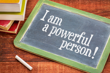 Positive affirmation words on blackboard