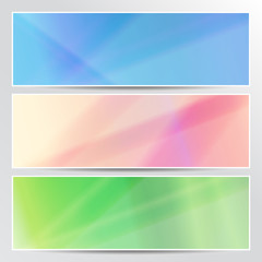 Set of bright and smooth color banners. Collection of background patterns in green, purple and blue color.