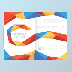 Report cover vector template. Low poly geometric shapes pattern
