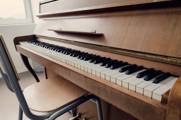 old vintage piano keyboard