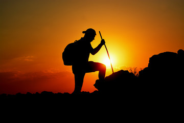 Silhouette of a hiker