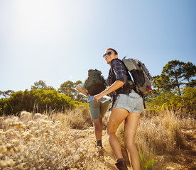 Young couple on hiking trip