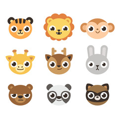Cute cartoon animal faces