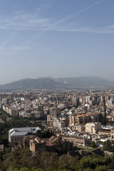 Hermosas vistas de la ciudad de Málaga desde el castillo, Andalucía