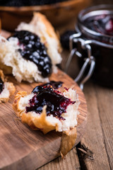 Homemade blackberry jam for breakfast