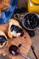 continental breakfast with blackberry jam