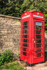 Traditional red telephone box in UK