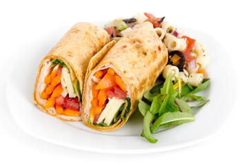 Sandwich wrap portion on plate