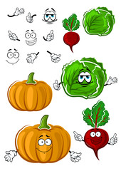 Funny cartoon isolated fresh veggies