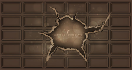 chocolate bar with a hole chocolate background