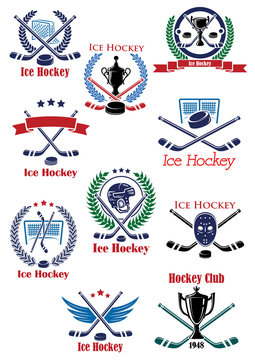 Ice hockey sport game emblems