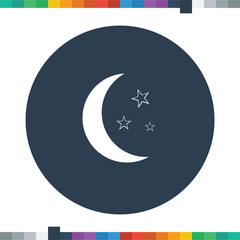 Crescent moon with stars.