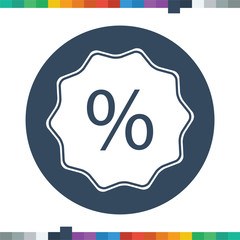 Flat percentage badge icon.