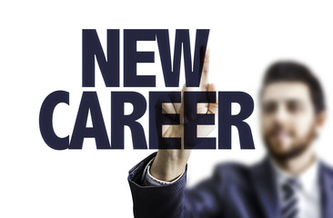 Business man pointing the text: New Career