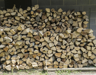 Freshly Splir Firewood Stacked Neatly