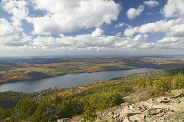 Fototapeta premium Lake view in autumn from Acadia National Park, Maine