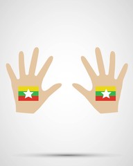 hand design myanmar flag