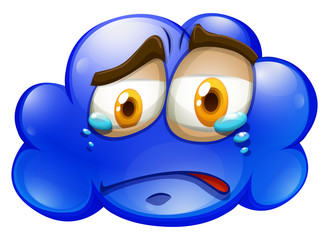 Crying face on blue cloud
