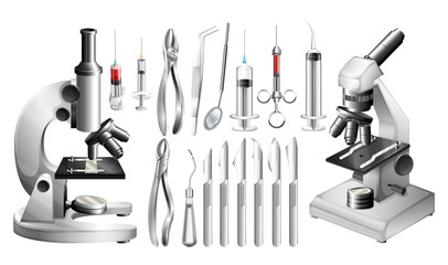 Different medical equipments and tools