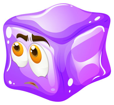 Purple cube with sad face