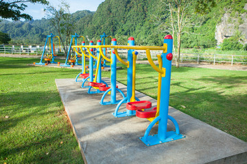 Obraz na płótnie Canvas Exercise equipment in public park at Thailand