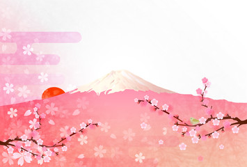 富士山　桜　年賀状