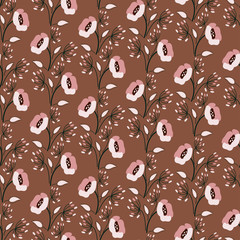 Abstract flowers seamless pattern. Colorful vector background