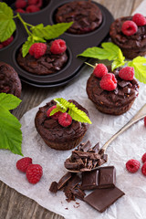 Chocolate raspberry yogurt muffins