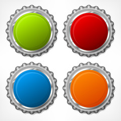 Metallic color bottle cap isolated on white background, vector