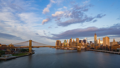 New York City in the glow of sunrise