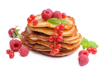 Delicious pancakes with berries