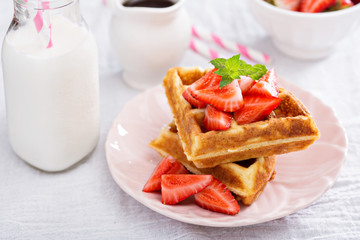 Ricotta waffles with strawberry