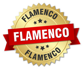 flamenco 3d gold badge with red ribbon