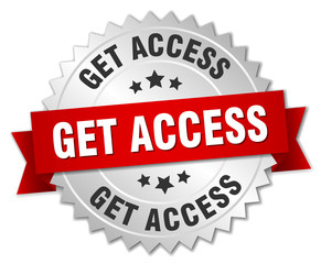 Obraz premium get access 3d silver badge with red ribbon