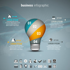 Business infographic made of bulb.