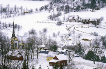 East Orange, VT covered in snow during winter