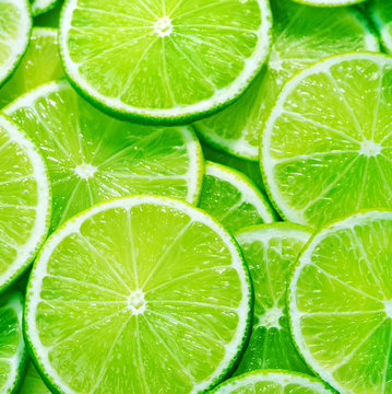 close up of lime slices background