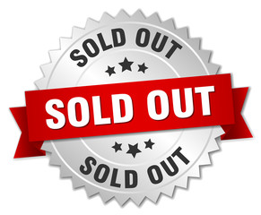 sold out 3d silver badge with red ribbon