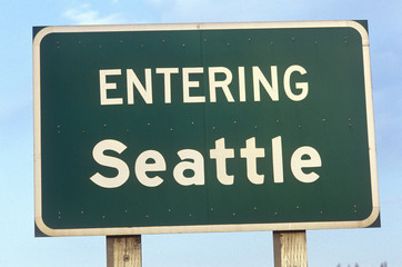 Sign at entrance to Seattle, WA