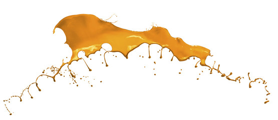 splash of orange paint isolated on white background