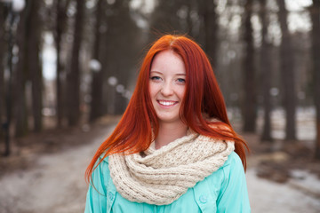 Portrait of   girl with red hair