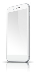 Realistic mobile phone isolated on white.