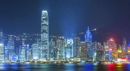 Plakat Victoria Harbor of Hong Kong at night