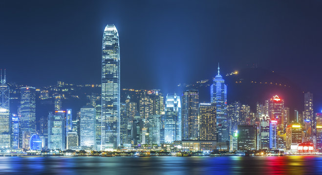 Victoria Harbor of Hong Kong at night