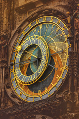 Fototapeta na wymiar Retro Toned Old Prague Astronomical Clock