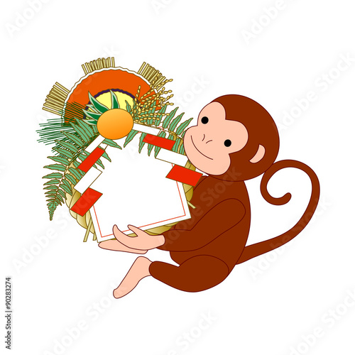 "猿のお正月飾り2（フレーム）"Fotolia.com の ストック写真とロイヤリティフリーの画像 - Pic 90283274