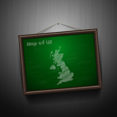 Blackboard with the Map of UK